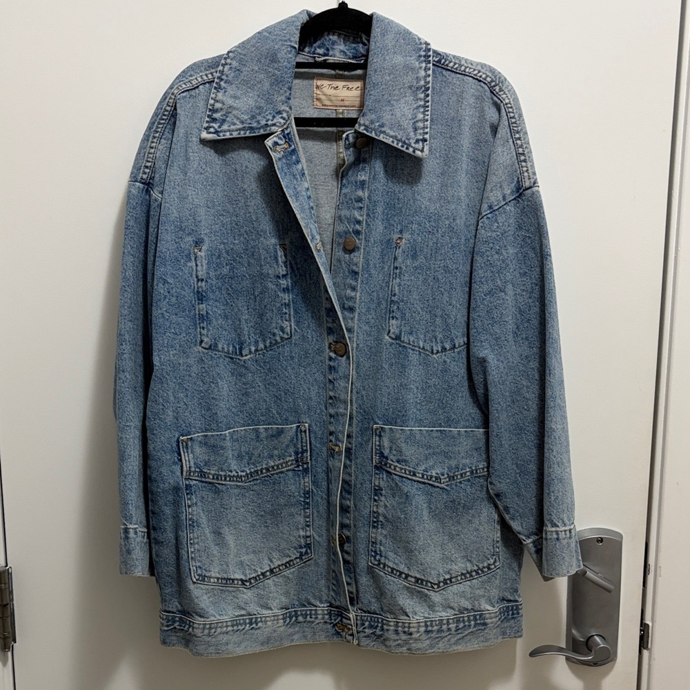 Free People Light Blue Denim Jean Jacket